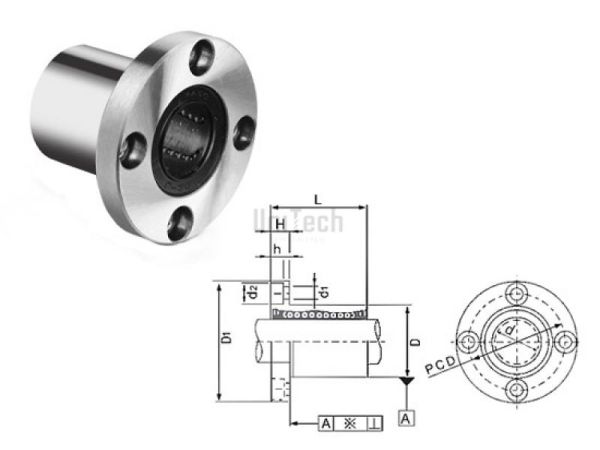 Линейный подшипник нерж. LMSF-40-UU (d=40мм D=60мм L=80мм) CN