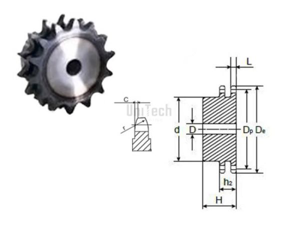 25,4 16B-2 Z=021 Звездочка с каленым зубом черновое отв.