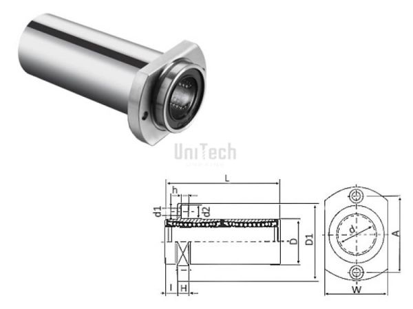 Линейный подшипник LMHP-12L-UU (d=12mm D=21mm L=58mm) CN