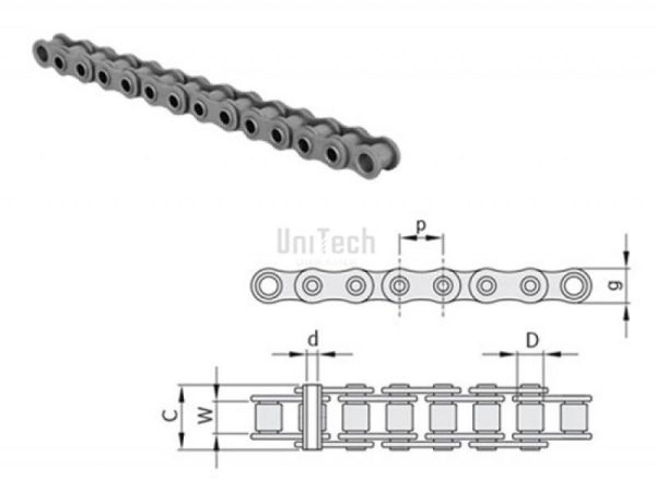 19.05 12B-1 Цепь с полыми валиками В L=5,0м Ita