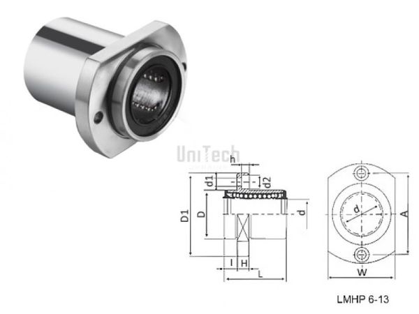 Линейный подшипник LMHP-12-UU (d=12mm D=21mm L=30mm) CN