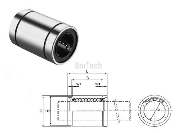 Линейный подшипник нерж. LMES-25-UU (d=25мм D=40мм L=58мм) CN