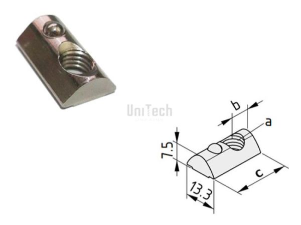 Профиль станочный  8 гайка T-Slot V8 St M8 (оцинкованая)