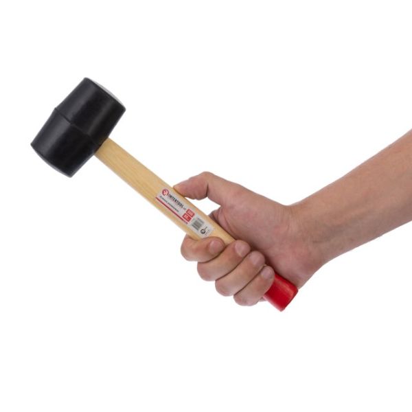 Киянка гумова 350 г.50 мм,чорна гума, дерев'яна ручка HT-0236