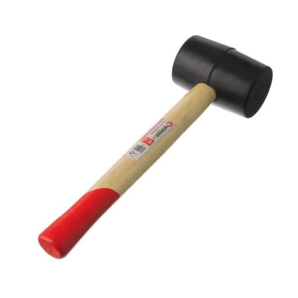 Киянка гумова 450 г.60 мм,чорна гума, дерев'яна ручка HT-0237