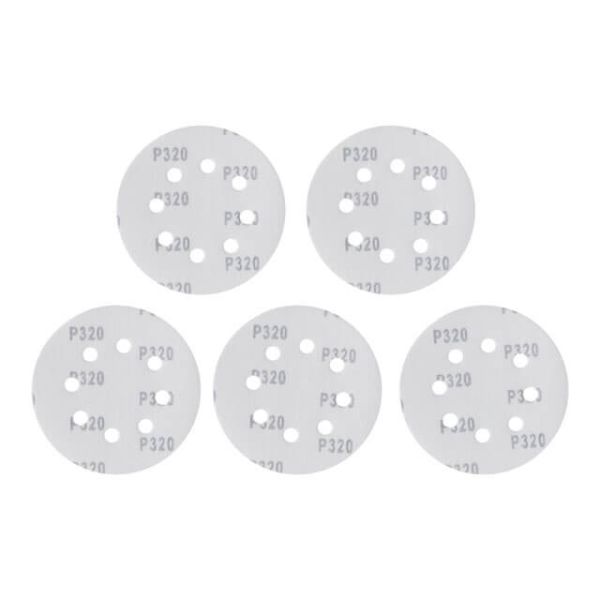 Круг наждаковий самоклеючий 125 мм з отворами , папір клас С, густина 140 г/м2, К320, уп. 5 од. INTERTOOL BT-0592