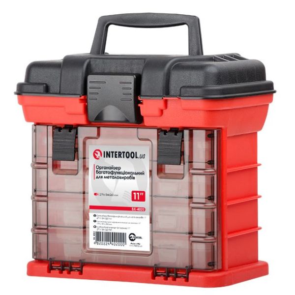 Органайзер для інструментів та метизів з висувними секціями 11" 279*184*260 мм INTERTOOL BX-4020