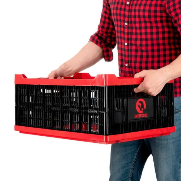 Ящик складаний, пластиковий, завантаження 30 кг, 47 л, 600*400*260 мм, матеріал 100% первинний харчовий ПЕ INTERTOOL BX-6426