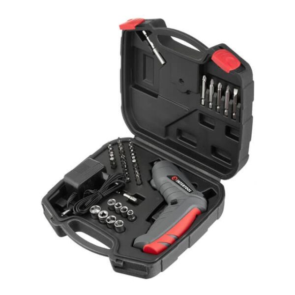 Викрутка акумуляторна 3.6V, NiCd, поворотна рукоятка, кейс+насадки INTERTOOL DT-0302