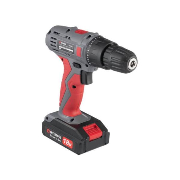 Дриль-шурупокрут акумуляторний 18 В, 17 Nm, 0-700 об/хв, 0.8-10 мм, Li-Ion, 1.5 Аг INTERTOOL DT-0315