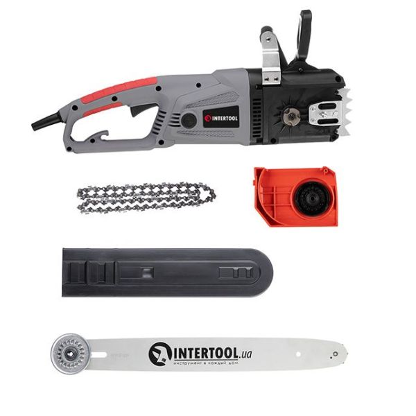 Пила ланцюгова електрична 2400 Вт, шина 40 см, SDS-система натяжіння ланцюга, прямий двигун. INTERTOOL DT-2206