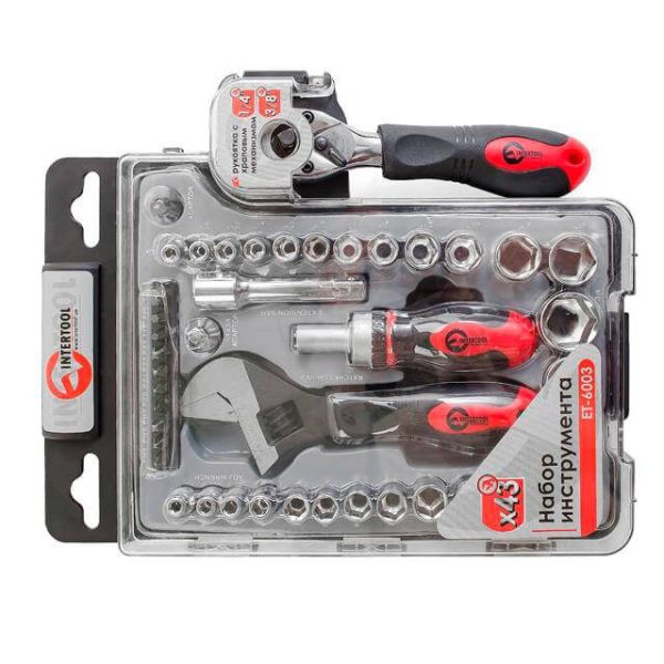 Набір інструментів 43 од., 3/8" x 1/4", Cr-V INTERTOOL ET-6003
