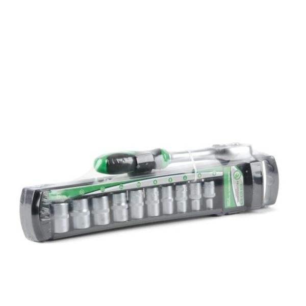 Набір головок 10 од. 1/4" з рукояткою з храповим механізмом INTERTOOL ET-6008