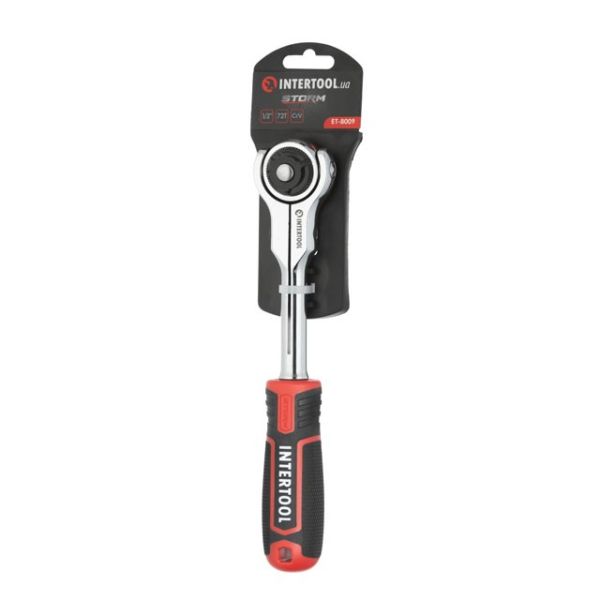 Рукоятка з храповим механізмом поворотна, 72 зуба 1/2 ", Cr-V STORM INTERTOOL ET-8009