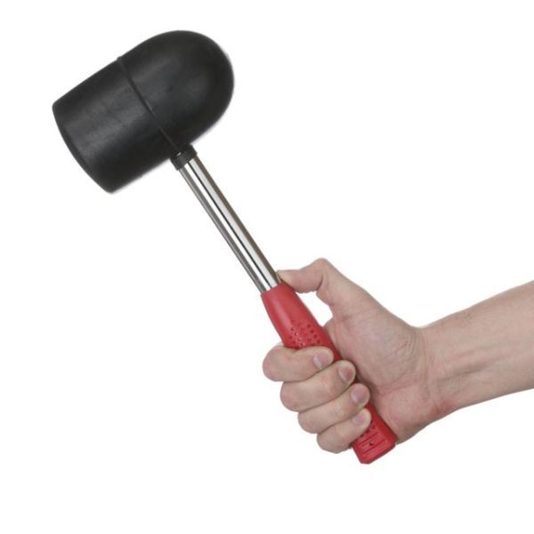 Киянка гумова 1250 г, 90 мм. чорна гума, металева ручка. INTERTOOL HT-0228
