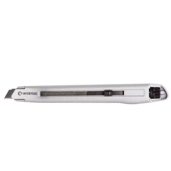 Ніж металевий посилений, лезо 9 мм, гвинтова фіксація леза INTERTOOL HT-0509