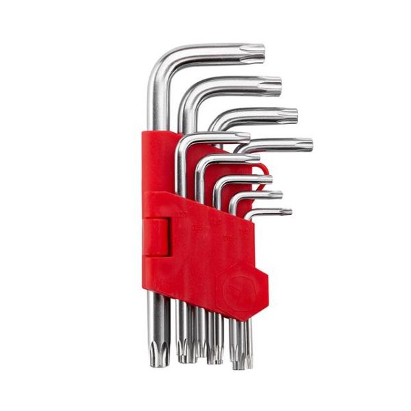 Набір ключів Г-подібних TORX з отвором 9 шт., Т10-Т50, CrV INTERTOOL HT-0604
