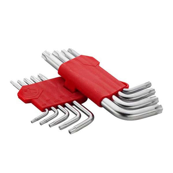 Набір ключів Г-подібних TORX з отвором 9 шт., Т10-Т50, CrV INTERTOOL HT-0604