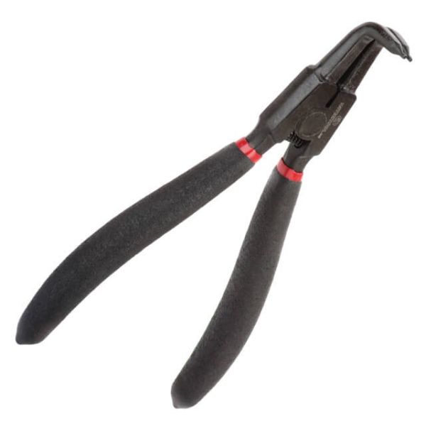 Щипці для зняття і установки стопорних кілець 180мм, вигнуті на разжим, 40CrV, фосфатовані, поліровані. INTERTOOL HT-7019