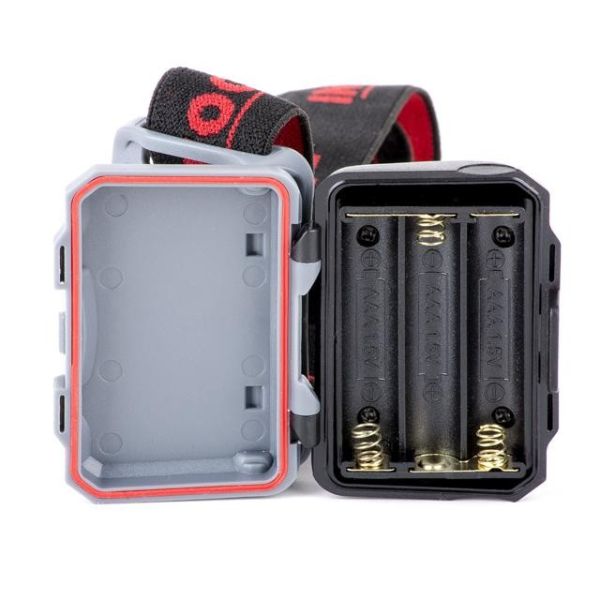 Ліхтар налобний світлодіодний, пиловологозахищений корпус, чотири режими роботи, 1 Вт + 2 LED, батарейки 3 ААА INTERTOOL LB-0302