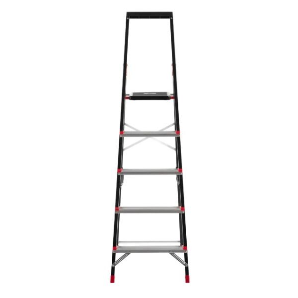 Драбина 5 сходинок, лоток для інвентарю, сталевий профіль, висота верхньої сходинки 1064мм, 457х893х1568мм, 150кг INTERTOOL LT-0055
