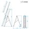 Драбина з алюмінію, 3-х секційна універсальна розкладна, 3x8 сход., 5,09м INTERTOOL LT-0308