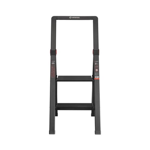 Драбина алюмінієва "Black Slim", 2 сходинки, висота верхньої сходинки 456мм, 150 кг, STORM INTERTOOL LT-5002