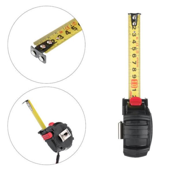 Рулетка з металевим полотном покритим нейлоном і магнітами на зачепі 5м * 16мм STORM INTERTOOL MT-0825