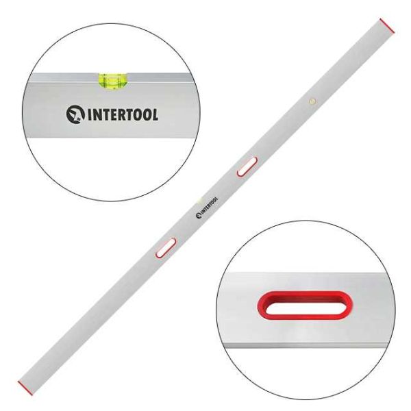 Правило-рівень (пухерцевий), 250 см, 2 капсули, вертикальний і горизонтальний з ручками INTERTOOL MT-2125