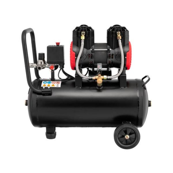 Компресор 24 л, 1.1 кВт, 220 В, 8 aтм, 200 л/хв., 2800 об/хв., безмасляний, 2 циліндра INTERTOOL PT-0029