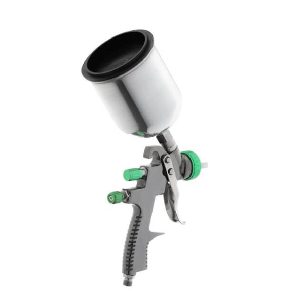 Фарбопульт пневматичний LVLP GREEN професійний, форсунка 1.3мм, верхній металевий бачок 600мл., 1.5бар INTERTOOL PT-0131