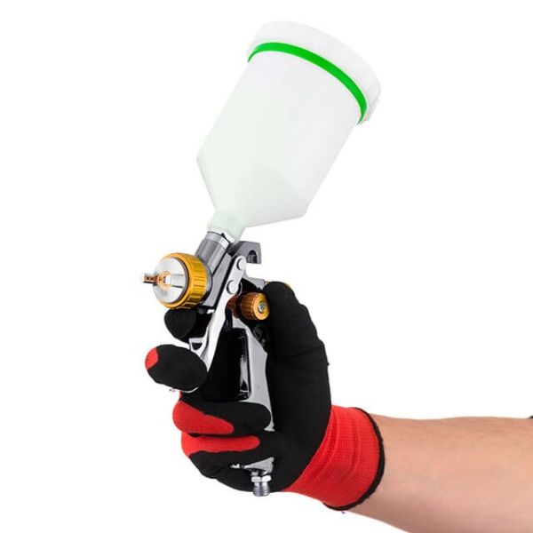 Фарбопульт пневматичний LVLP BRONZE професійний, форсунка 1.8мм, верхній пластиковий бачок 600мл., 1.5бар INTERTOOL PT-0136