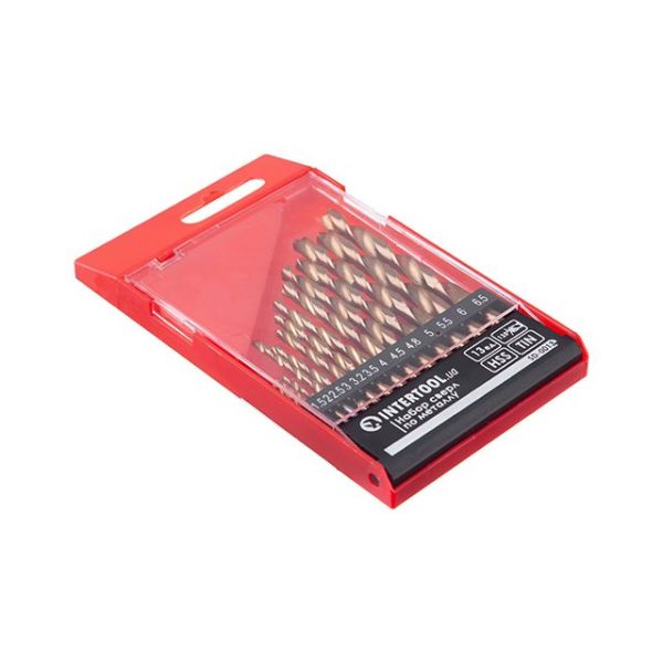 Набір свердел по металу DIN338 HSS 13шт (1.5-6.5), покриття Ti INTERTOOL SD-0013