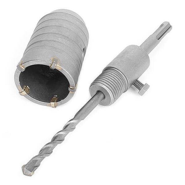 Комплект: Свердло корончасте по бетону 46мм + Перехідник SDS Plus 100мм INTERTOOL SD-7046