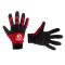 Рукавичка з мікрофібри з тканини, червона з чорними вставками спандексу. На долоні посилене неопренове покриття, вкрита нітрилом на липучці 10" INTERTOOL SP-0143