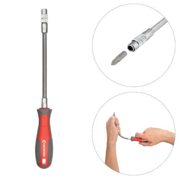 Викрутка з гнучким подовжувачем і комплектом насадок 9 од. INTERTOOL VT-3342