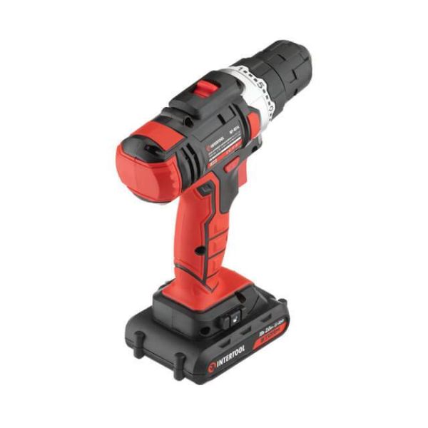 Дриль-шурупокрут акумуляторний Li-Ion 18 В, 25 Nm, 0-400/0-1500 об/хв, 2x2.0 Аг INTERTOOL WT-0314