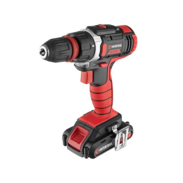 Дриль-шурупокрут акумуляторний Li-Ion 18 В, 25 Nm, 0-400/0-1500 об/хв, 2x2.0 Аг, знімний патрон INTERTOOL WT-0317