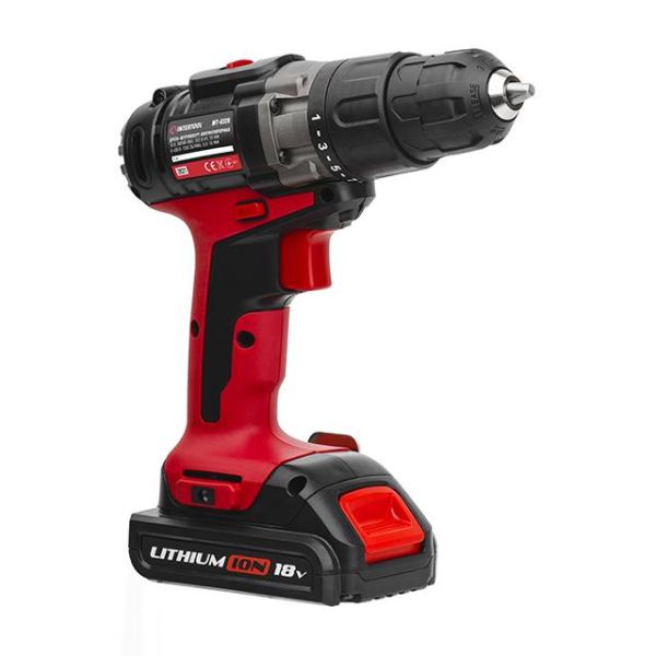 Дриль-шурупокрут акумуляторний 18 В, 35 Nm, 0-400/0-1500 об/хв, 0,8-10 мм, літій-іон, 2x2.0 Аг, ЗП, кейс INTERTOOL WT-0328