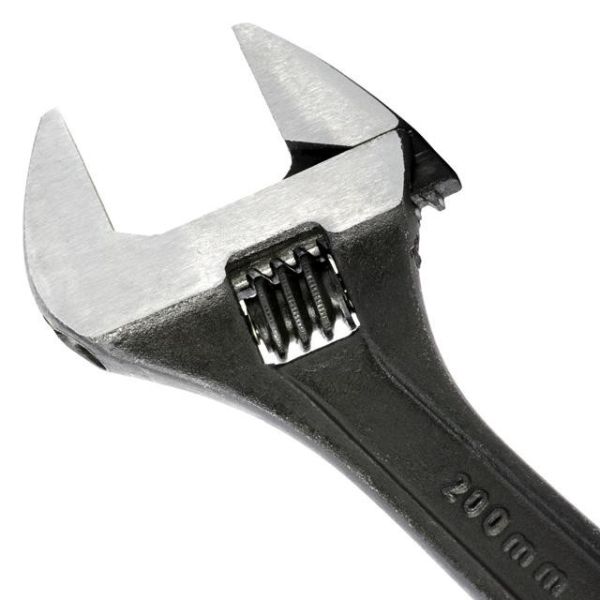 Ключ розвідний 200 мм, Cr-V, чорний, фосфатований INTERTOOL XT-0058