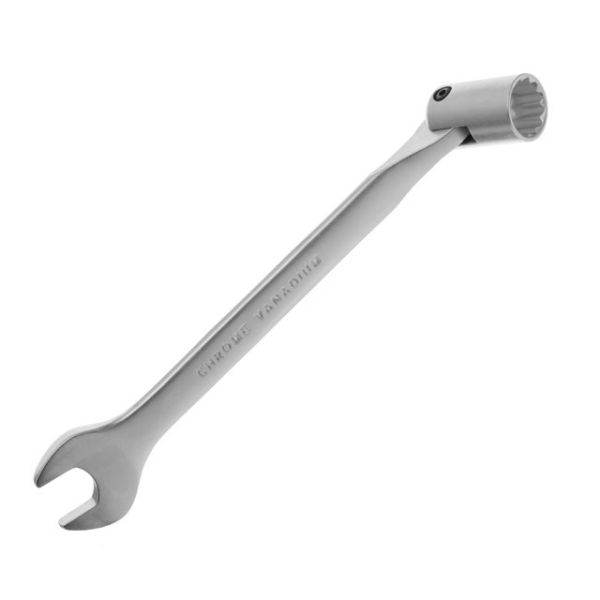 Ключ ріжково-накидний шарнірний 17 мм, CrV, покриття сатин-хром INTERTOOL XT-1417