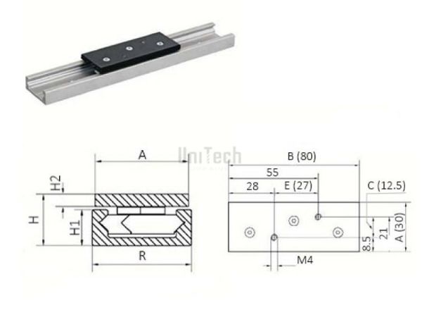 Каретка роликовая Radia R32-A-DEL A=30 B=80