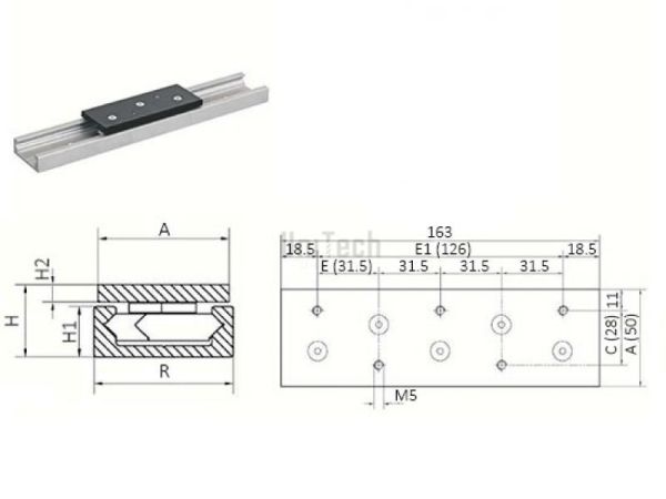 Каретка роликовая Radia R52-B-AC A=50 B=163
