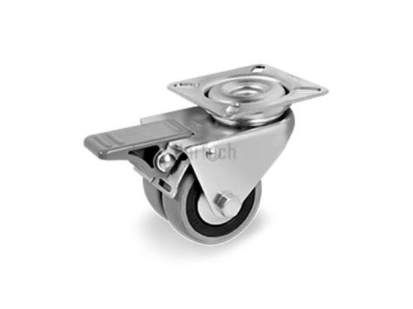 Колесо 37 (d=50) двойное с поворотным кронштейном, передний тормоз, подшипник скольжения