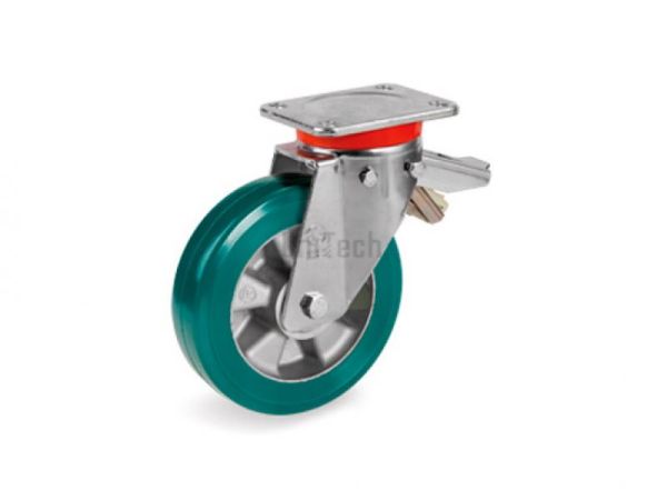 Колесо 62 (d=160 H=205) с поворотным кронштейном,  задний тормоз, шариковый подшипник