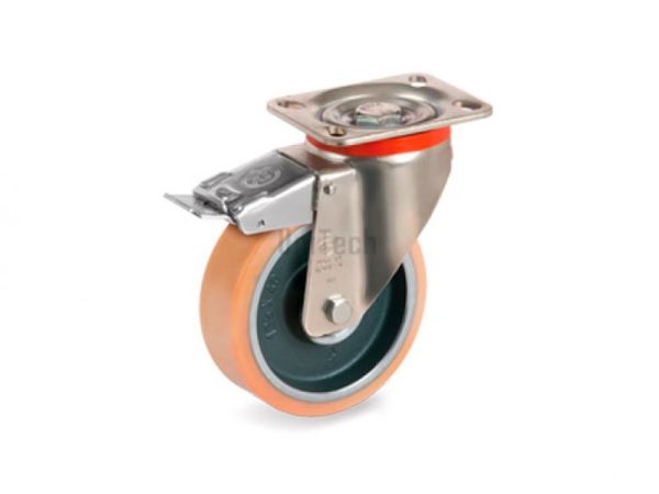 Колесо 64 (d=100) с поворотным кронштейном, передний тормоз, шариковый подшипник