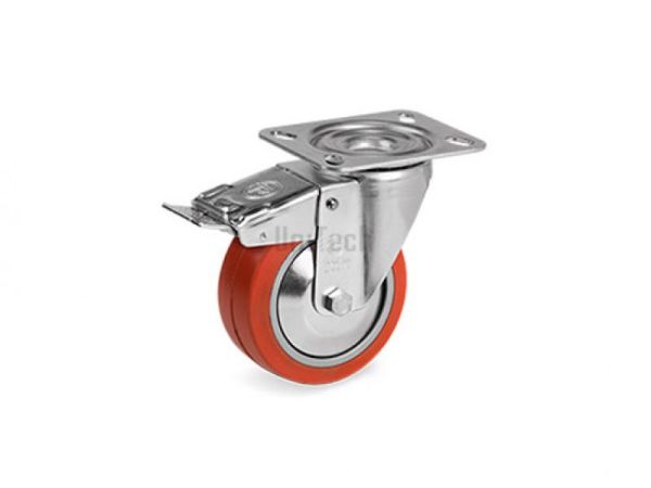 Колесо 72GS (d=100 H=128) с поворотным кронштейном, задний тормоз, шариковый подшипник