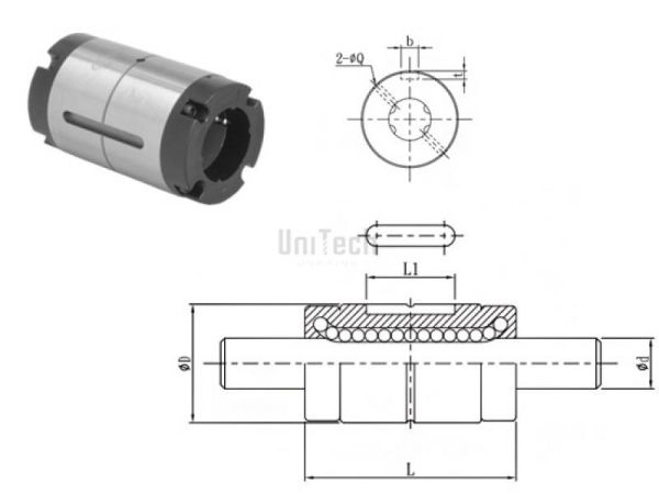 Линейный подшипник с пазом SLT30 TBI MOTION (d=30mm D=47mm L=80mm)