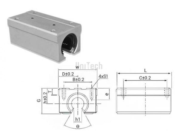 Линейный подшипниковый блок SME-16L-UU  (d=16mm BxC=32x60) CN