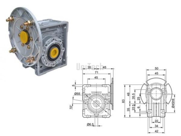 025 P i=  7,5  56B14 U Червячный редуктор NMRV (VP) Sati